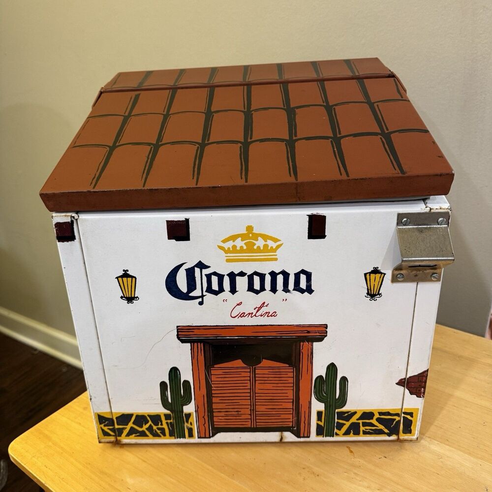 Vintage Corona Extra Cantina Metal Ice Chest Cooler Save Water Drink Corona Rare
